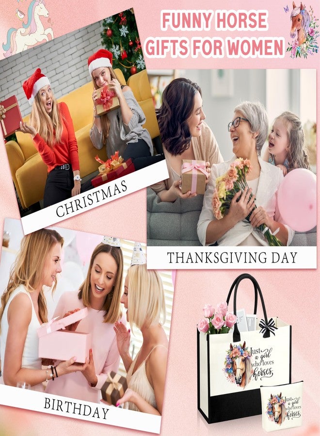 SiplyHaven Horse Stuff Gifts for Women Horse Accessories Stuff for Horses Lover Birthday Christmas Gifts for Mom Daughter Friends Sisters Canvas Tote Bag - Image 2
