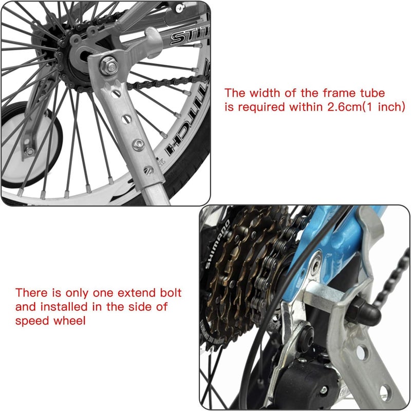 HOMEE Bicycle Training Wheels, Variable Speed Kids Bicycle Stabilizers Mounted Kit, Fit for 18 20 22 Inch Bikes (1Pair） - Image 2
