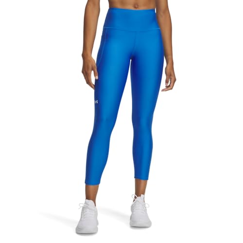 Under Armour Womens HeatGear Armour High NoSlip Waistband Ankle Leggings 402 Blue Atlantis White Medium - Image 1