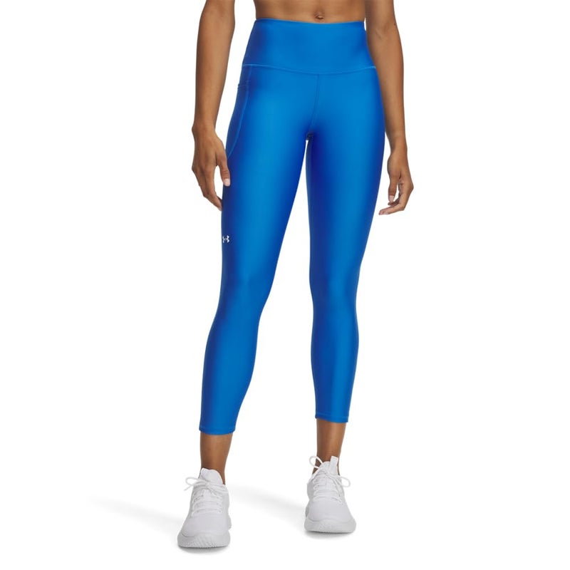 Under Armour Womens HeatGear Armour High NoSlip Waistband Ankle Leggings 402 Blue Atlantis White Medium - Image 2