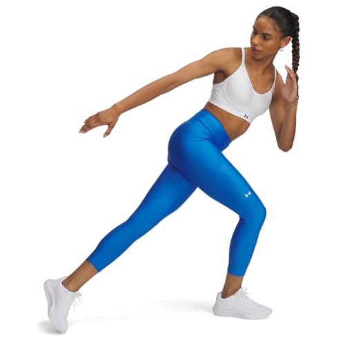 Under Armour Womens HeatGear Armour High NoSlip Waistband Ankle Leggings 402 Blue Atlantis White Medium - Image 3