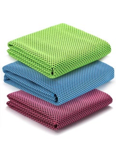 3 Packs Cooling Towels for Neck and Face Ice Towel Soft Breathable Chilly Towel Instant Cooling Relief for Yoga Gym Workout Sports Fitness