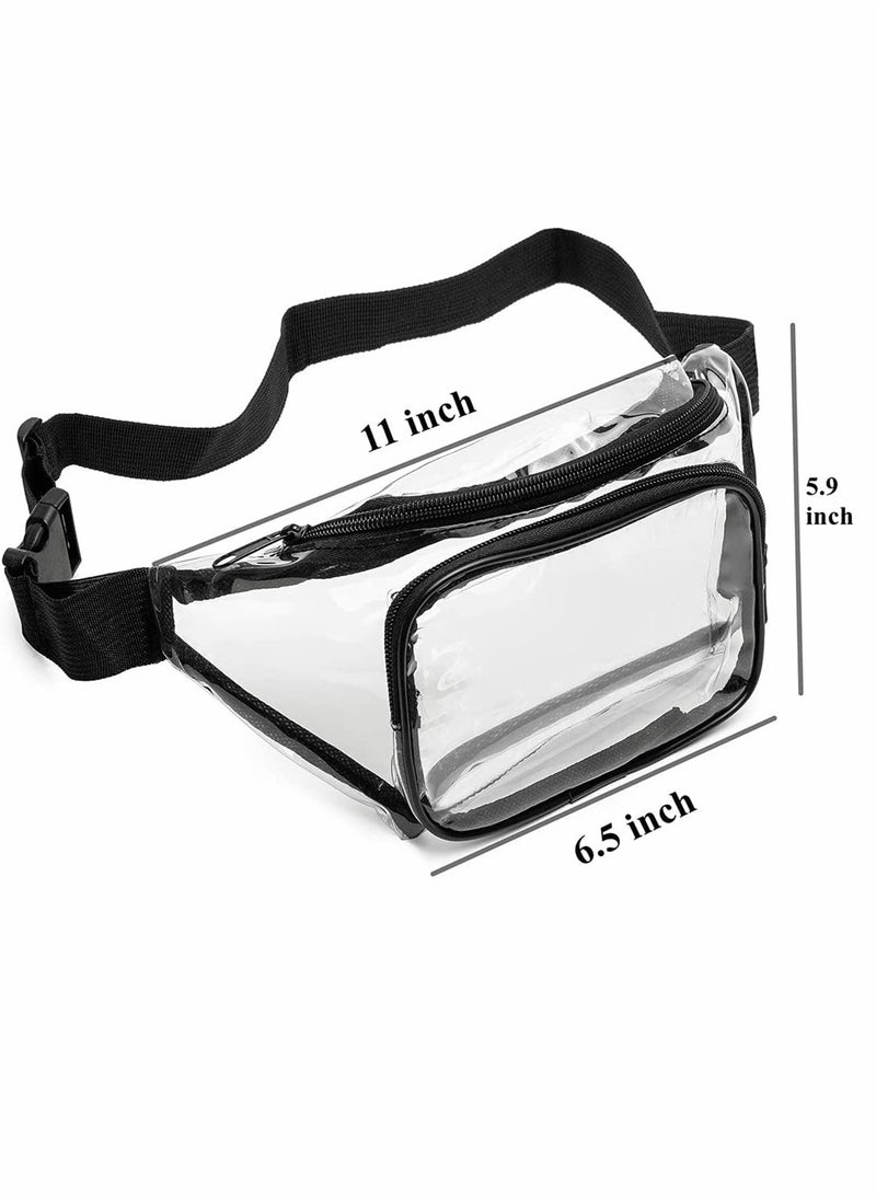 SYOSI - Clear Multi Purpose Zipper Packs Stadium Approved Fashion Crossbody Purse Waist Bag for Women Pack with Adjustable Strap Outdoors and Traveling Black - Image 1