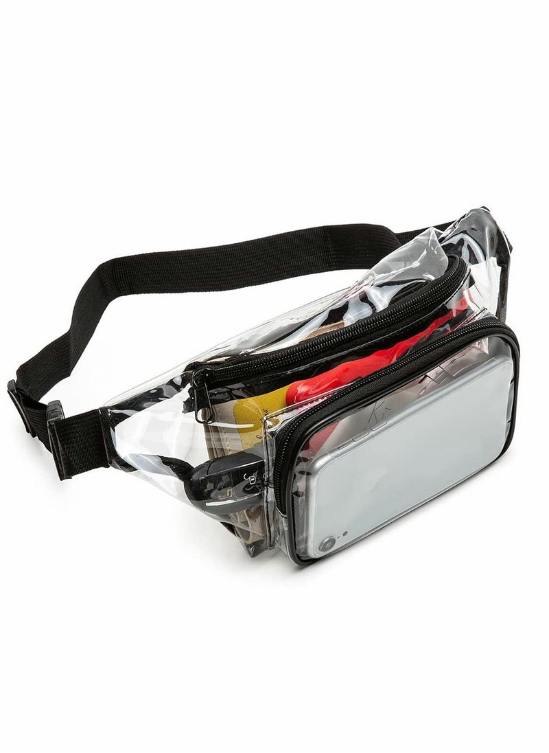 SYOSI - Clear Multi Purpose Zipper Packs Stadium Approved Fashion Crossbody Purse Waist Bag for Women Pack with Adjustable Strap Outdoors and Traveling Black - Image 1