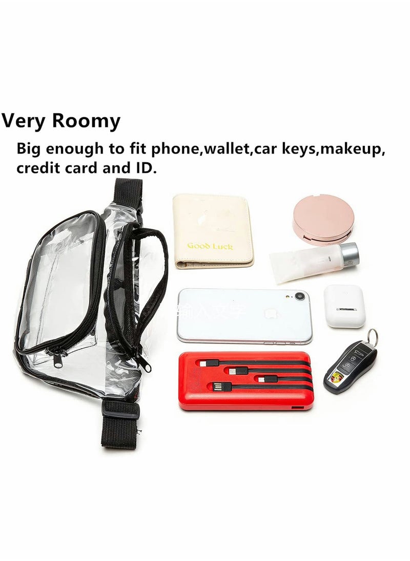 SYOSI - Clear Multi Purpose Zipper Packs Stadium Approved Fashion Crossbody Purse Waist Bag for Women Pack with Adjustable Strap Outdoors and Traveling Black - Image 1