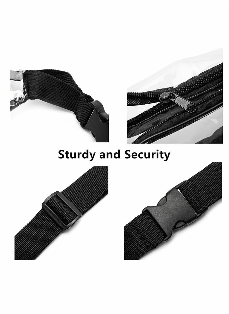 SYOSI - Clear Multi Purpose Zipper Packs Stadium Approved Fashion Crossbody Purse Waist Bag for Women Pack with Adjustable Strap Outdoors and Traveling Black - Image 1