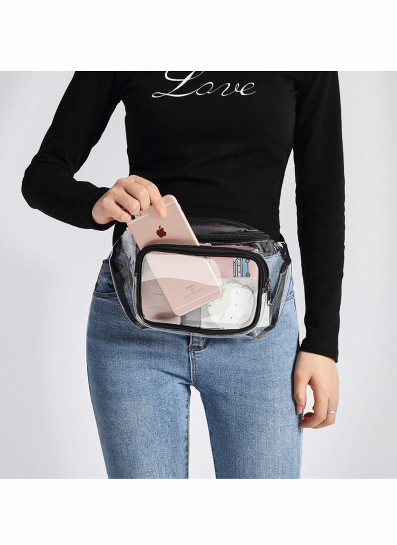 SYOSI - Clear Multi Purpose Zipper Packs Stadium Approved Fashion Crossbody Purse Waist Bag for Women Pack with Adjustable Strap Outdoors and Traveling Black - Image 1