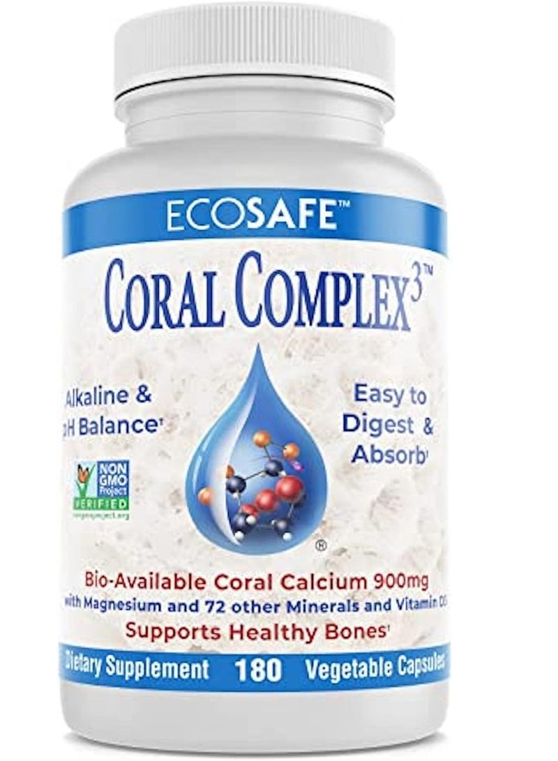 كورال وايت كورال كومبلكس 3 كالسيوم فموي 900 ملغ مع فيتامين د3 1200 وحدة دولية وماغنيسيوم 168 ملغ - 180 كبسولة نباتية تكفي لمدة شهرين - Image 1