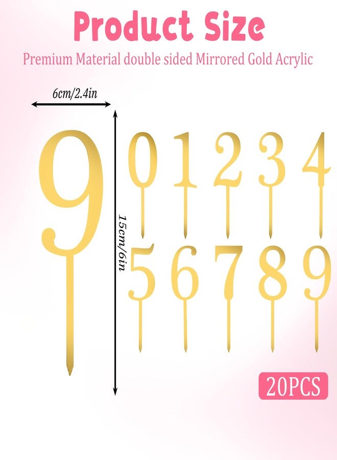 Josojoou 20PCS 0-9 Number For Cake Topper, Shiny Gold Acrylic Cake Topper, Freely Match Acrylic Numbers Suitable for Birthdays, Parties, Weddings, Anniversaries - Image 2
