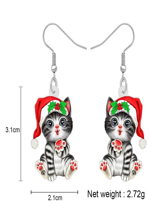DUOWEI Acrylic Christmas Cat Earrings Dangle Jewelry for Decoration Gifts Charms (Christmas J) - Image 5