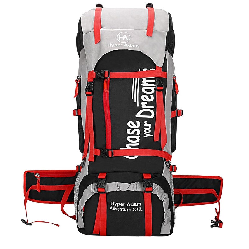 Hyper Adam حقيبة ظهر سعة 65 لتر للتنزه والسفر حقيبة ظهر للرياضات الخارجية المشي لمسافات طويلة حقيبة تخييم - Image 1