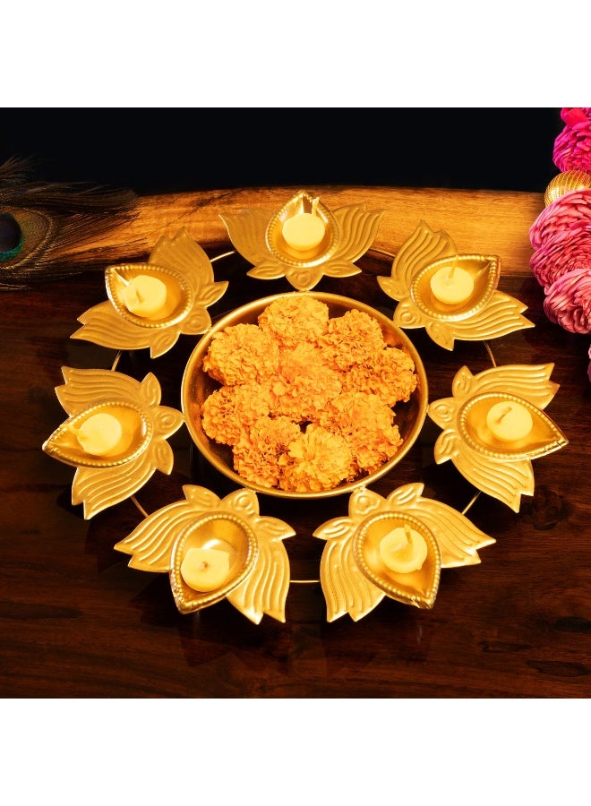 Aksharveda Golden Brass Urli Bowl for Home Decor | Decorative Floral Centerpiece for Floating Flowers & Candles | Traditional Festive Decoration for Diwali & Weddings - Image 5