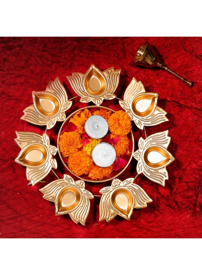 Aksharveda Golden Brass Urli Bowl for Home Decor | Decorative Floral Centerpiece for Floating Flowers & Candles | Traditional Festive Decoration for Diwali & Weddings - Image 1