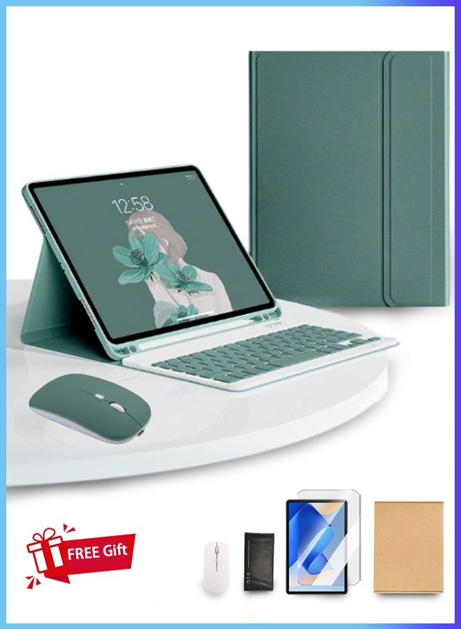 Pad X9/X8 Pro 11.5 Inch Bluetooth Keyboard Case Detachable Wireless Keyboard Pen Holder Ultra-Thin Leather Smart Case With Mouse+ Free Anti-Glare Screen Protector-Anti-Drop And Sandstorm Proof- Green  - Image 1