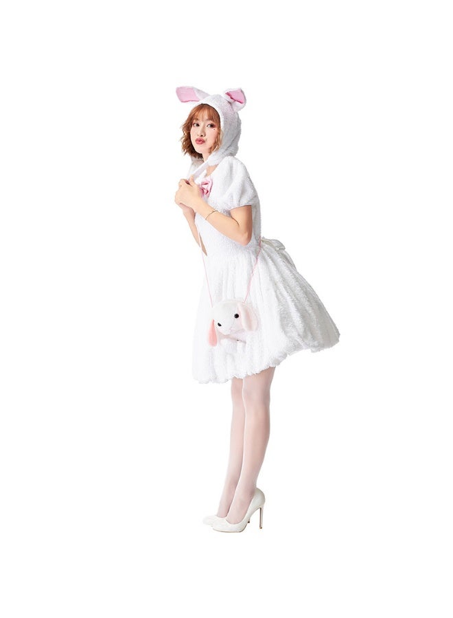 NIBEMINENT Animal party, cute rabbit costume stage play performance, drooping ear rabbit, white rabbit home and family outfits - Image 1