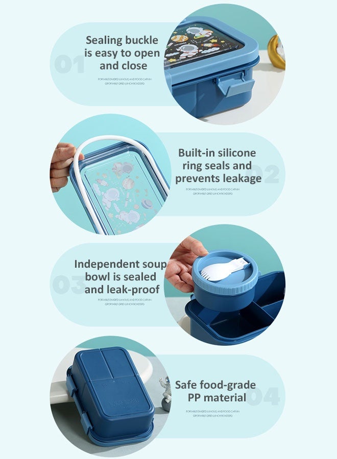 Super ZYouth Lunch Boxes for Kids, Bento Box for Children's School with 3 Compartments and Sauce Box, Leak-Proof Lunch Food Container - Image 4