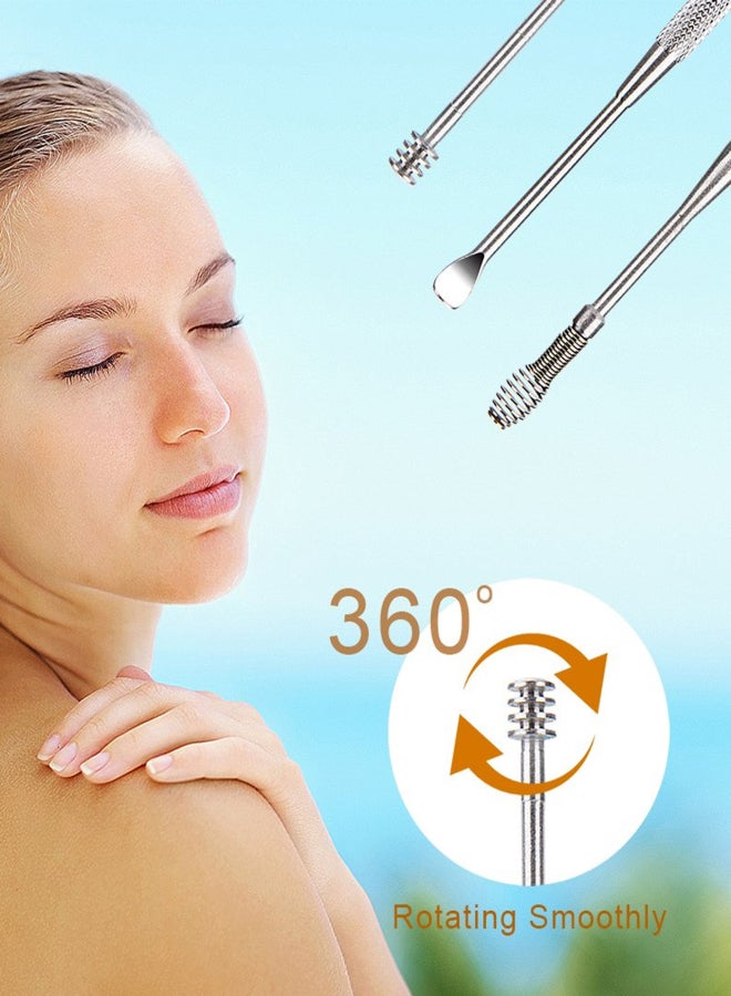 Aiseely 6Pcs Stainless Steel Spiral Spring Ear Picks Spoon Wax Removal Cleaner Pickers set with Box Health Care Ear Care - Image 2