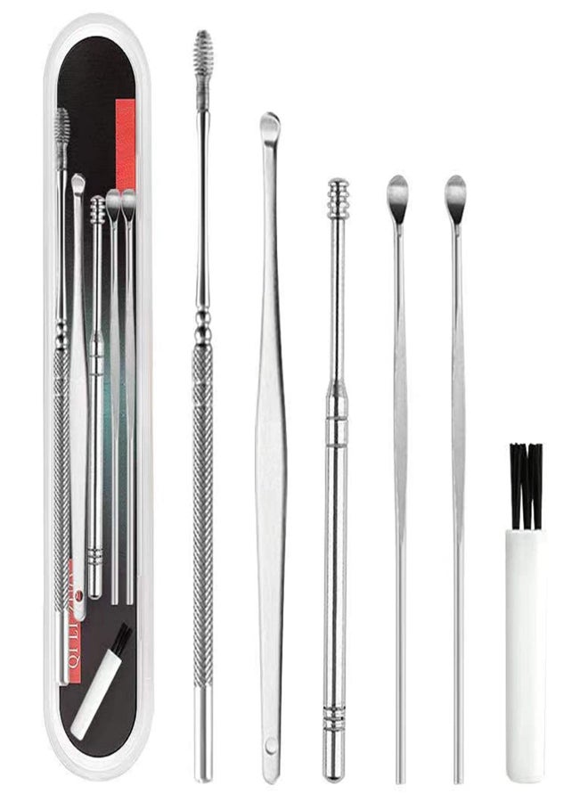 Aiseely 6Pcs Stainless Steel Spiral Spring Ear Picks Spoon Wax Removal Cleaner Pickers set with Box Health Care Ear Care - Image 1