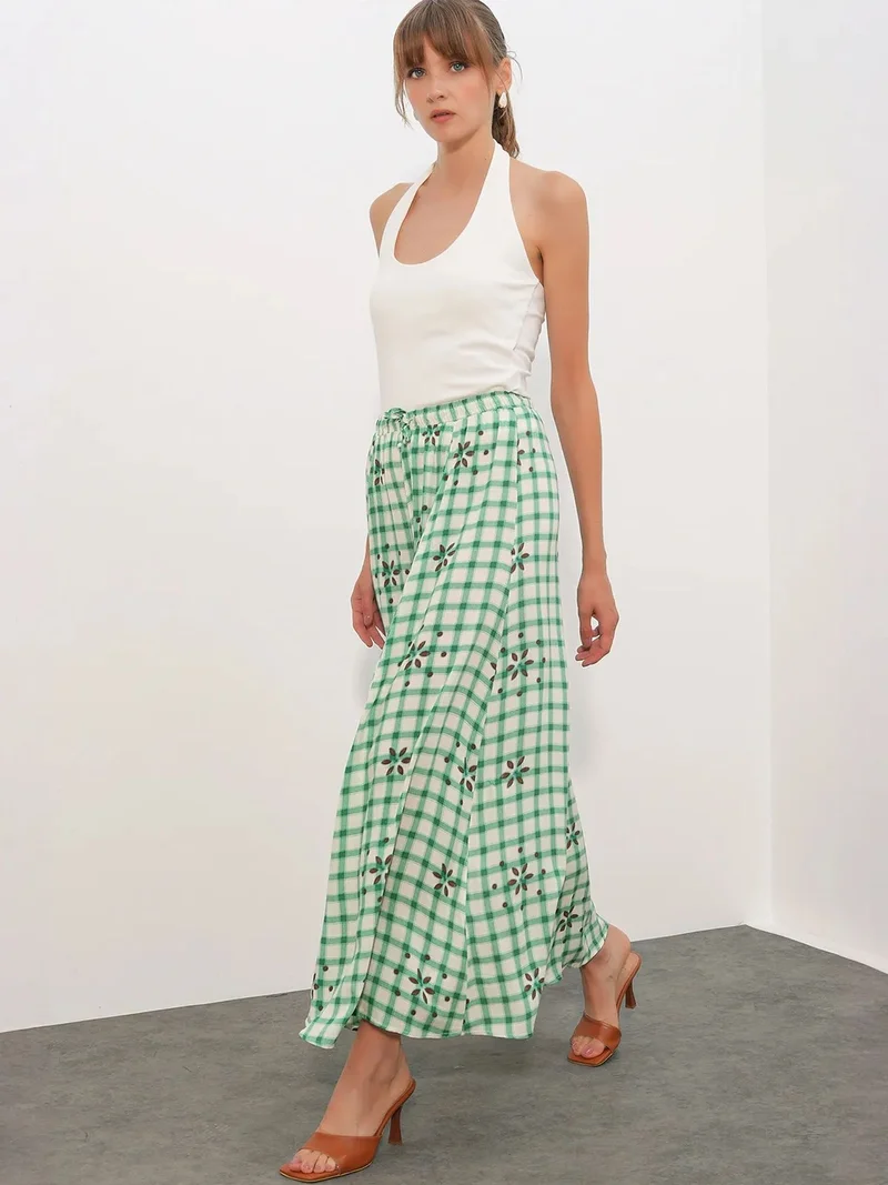 BIG DART BDART High-Waist Plaid Maxi Skirt