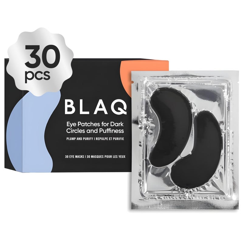 Blaq لصقات بليك الحائزة على جوائز لعيون مشرقة للهالات السوداء والانتفاخ، مع الطحالب الحمراء، حمض الهيالورونيك والفحم النشط. نباتية وخالية من القسوة، 30 حزمة. - Image 1