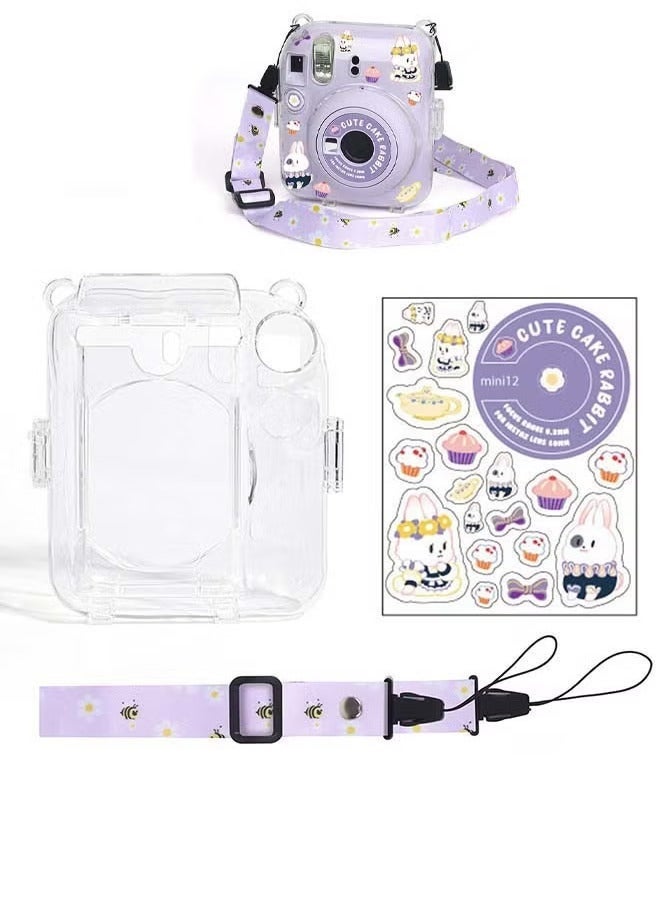Protective Clear Case Hard Case For Fujifilm Instax Mini 12 Instant Camera With Adjustable Strap Clear - Image 1