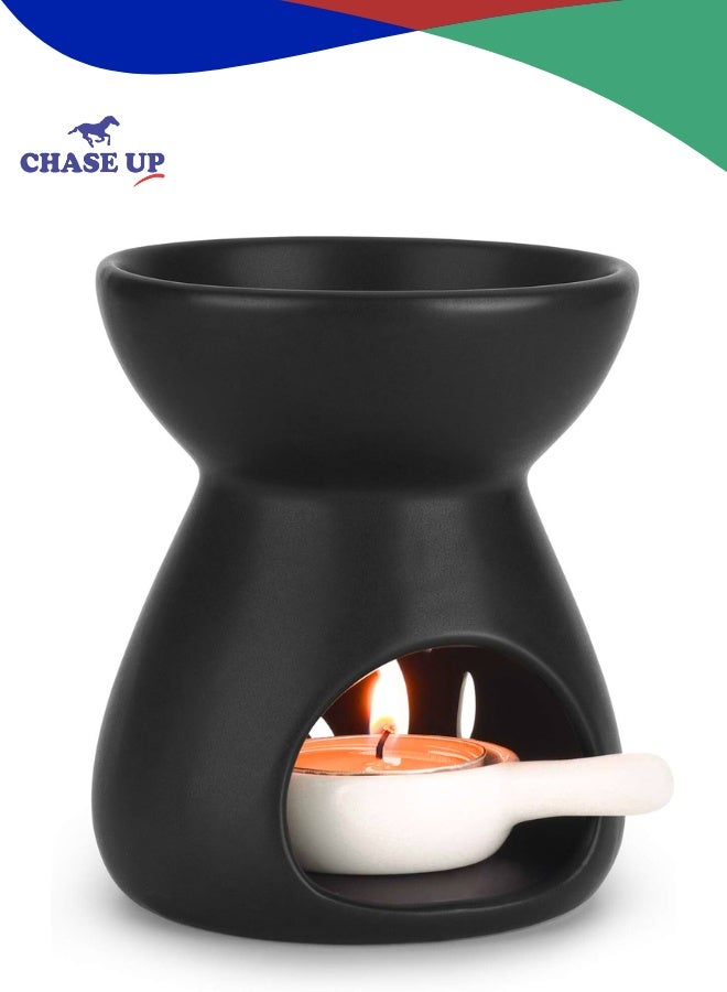 Chase Up Black Essential Oil Candle Warmers Burner Wax Melt, 1 Pack Aromatherapy Burner Essential Ceramic Oil Burner Home Bedroom Decor Christmas Housewarming Gift - Image 1