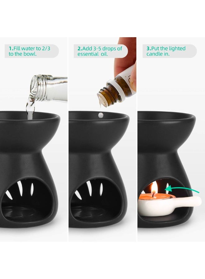 Chase Up Black Essential Oil Candle Warmers Burner Wax Melt, 1 Pack Aromatherapy Burner Essential Ceramic Oil Burner Home Bedroom Decor Christmas Housewarming Gift - Image 5