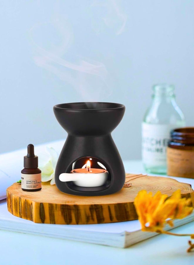 Chase Up Black Essential Oil Candle Warmers Burner Wax Melt, 1 Pack Aromatherapy Burner Essential Ceramic Oil Burner Home Bedroom Decor Christmas Housewarming Gift - Image 2