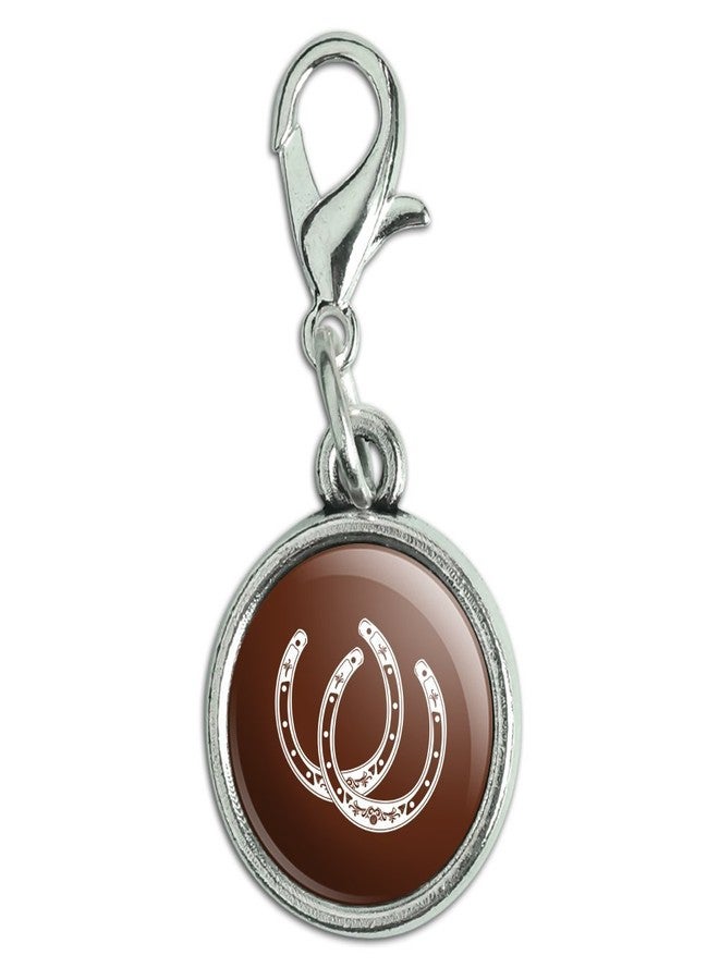 GRAPHICS & MORE Horseshoe Lucky Double Cowboy Brown Antiqued Bracelet Pendant Zipper Pull Charm with Lobster Clasp - Image 1