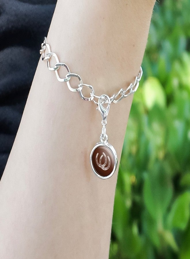 GRAPHICS & MORE Horseshoe Lucky Double Cowboy Brown Antiqued Bracelet Pendant Zipper Pull Charm with Lobster Clasp - Image 3