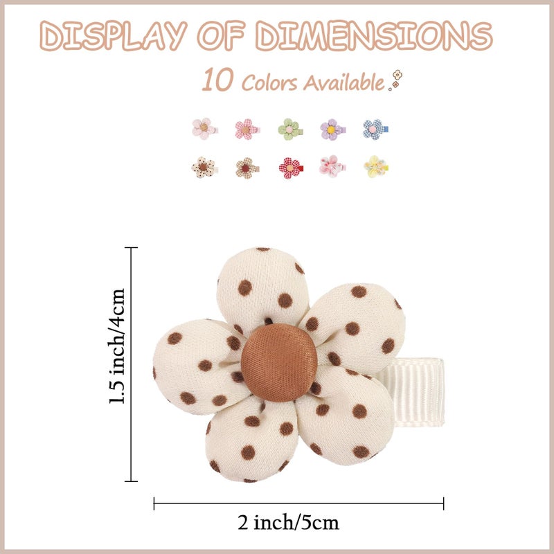 BBgifts 20 Pcs Boutique Baby Girl Hair Clips with Flowers, 2 inches Hair Bow Clips for Toddler Girls 10 Colors, Non Slip Little Girls Hair Accessories for Thin Thick Hair - Image 4