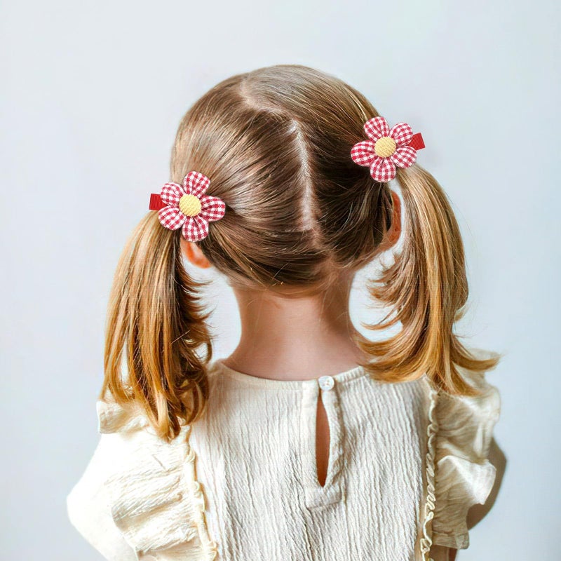 BBgifts 20 Pcs Boutique Baby Girl Hair Clips with Flowers, 2 inches Hair Bow Clips for Toddler Girls 10 Colors, Non Slip Little Girls Hair Accessories for Thin Thick Hair - Image 2