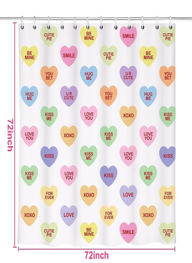 Bunny Chorus Valentines Shower Curtain, Valentines Day Decor Candy Heart Shower Curtain, Colorful Curtain Sets, Waterproof Fabric Bathroom Curtains for Valentines Day Decorations 72 x 72 Inches - Image 2