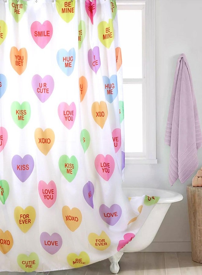 Bunny Chorus Valentines Shower Curtain, Valentines Day Decor Candy Heart Shower Curtain, Colorful Curtain Sets, Waterproof Fabric Bathroom Curtains for Valentines Day Decorations 72 x 72 Inches - Image 4