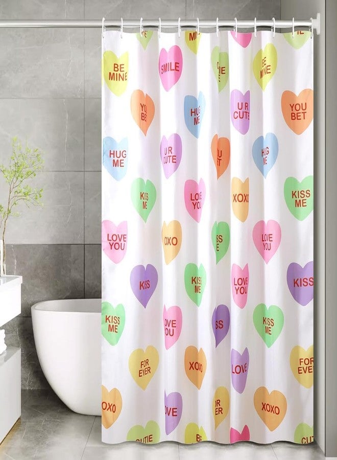 Bunny Chorus Valentines Shower Curtain, Valentines Day Decor Candy Heart Shower Curtain, Colorful Curtain Sets, Waterproof Fabric Bathroom Curtains for Valentines Day Decorations 72 x 72 Inches - Image 1