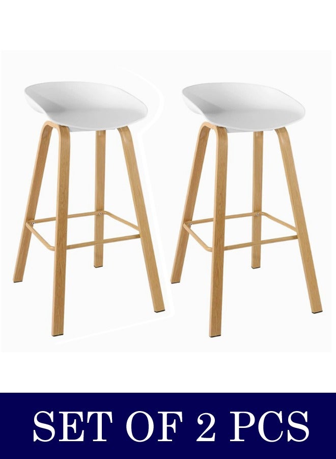Living Set of 2-Bar Chair PP Solid Wood Base with a Stylish Look and Heavy Load Bearing Legs 42 x 45 x 78cm .  - Image 1