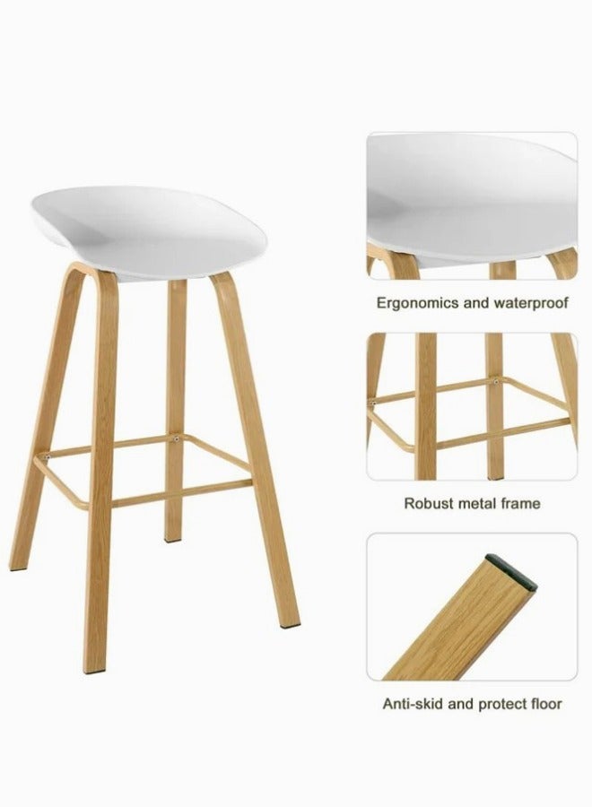 Living Set of 2-Bar Chair PP Solid Wood Base with a Stylish Look and Heavy Load Bearing Legs 42 x 45 x 78cm .  - Image 4