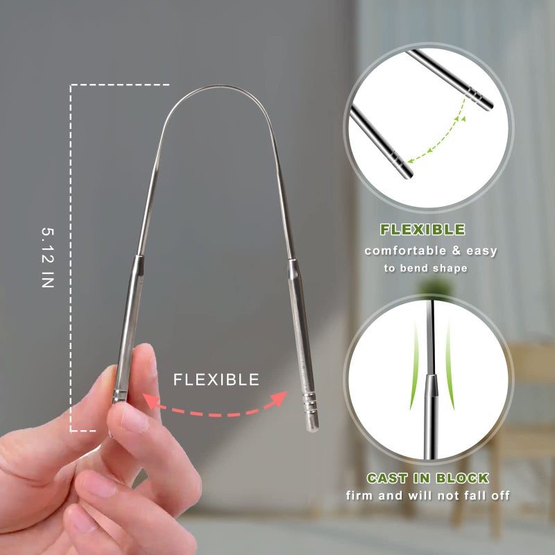 Bealihelp 2 Pack Tongue Scraper, 100% Surgical 304 Stainless Steel Tongue Cleaner for Adults And Kids, Professional Tongue Brush for Oral Care, Improve Bad Breath and Fresh Breath - Image 5