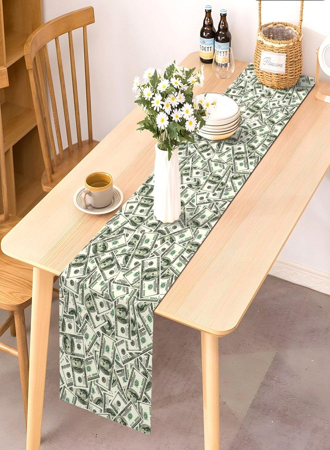 Pudodo Money Table Runner Bill Dollar Signs Big Bucks Money Theme Party Decoration Birthday Casino Kitchen Dining Room Home Decor - Image 2