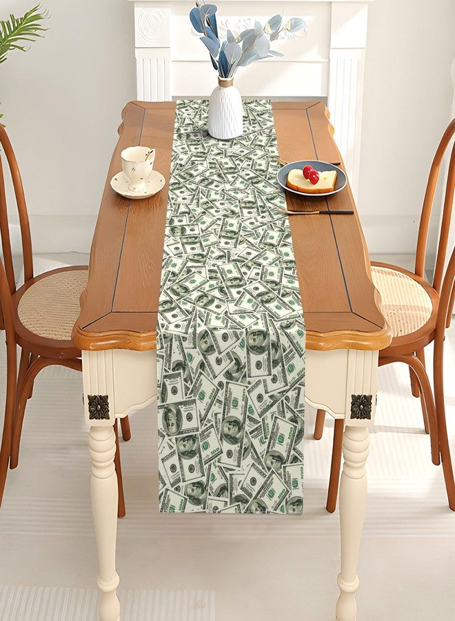 Pudodo Money Table Runner Bill Dollar Signs Big Bucks Money Theme Party Decoration Birthday Casino Kitchen Dining Room Home Decor - Image 4