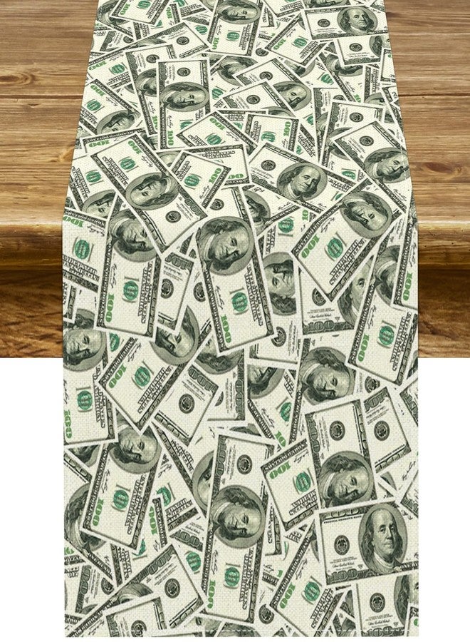 Pudodo Money Table Runner Bill Dollar Signs Big Bucks Money Theme Party Decoration Birthday Casino Kitchen Dining Room Home Decor - Image 1