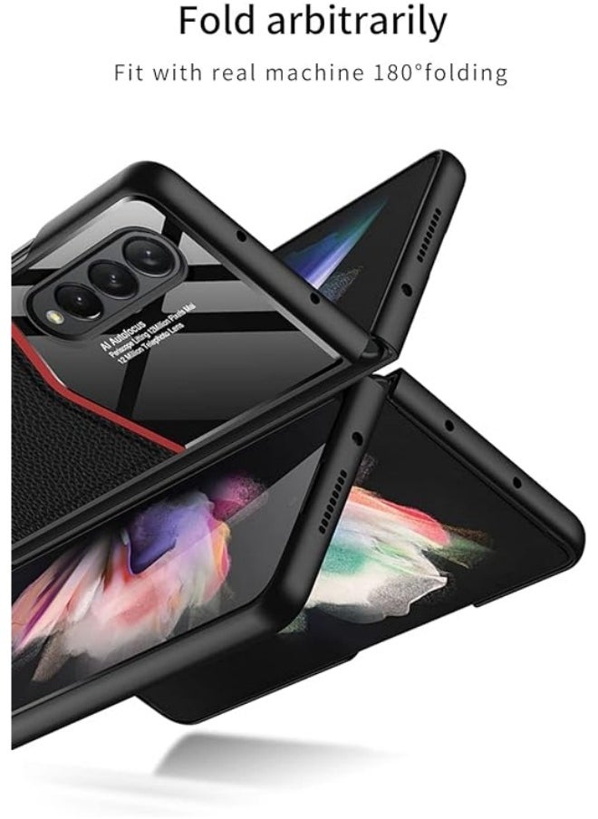 Generic Case Compatible with Samsung Galaxy Z Fold 3, Z Fold 3 Case Leather, Ultra-Thin Plain Leather, Light Luxury Business Case Compatible with Galaxy Z Fold 3 5G  - Image 4