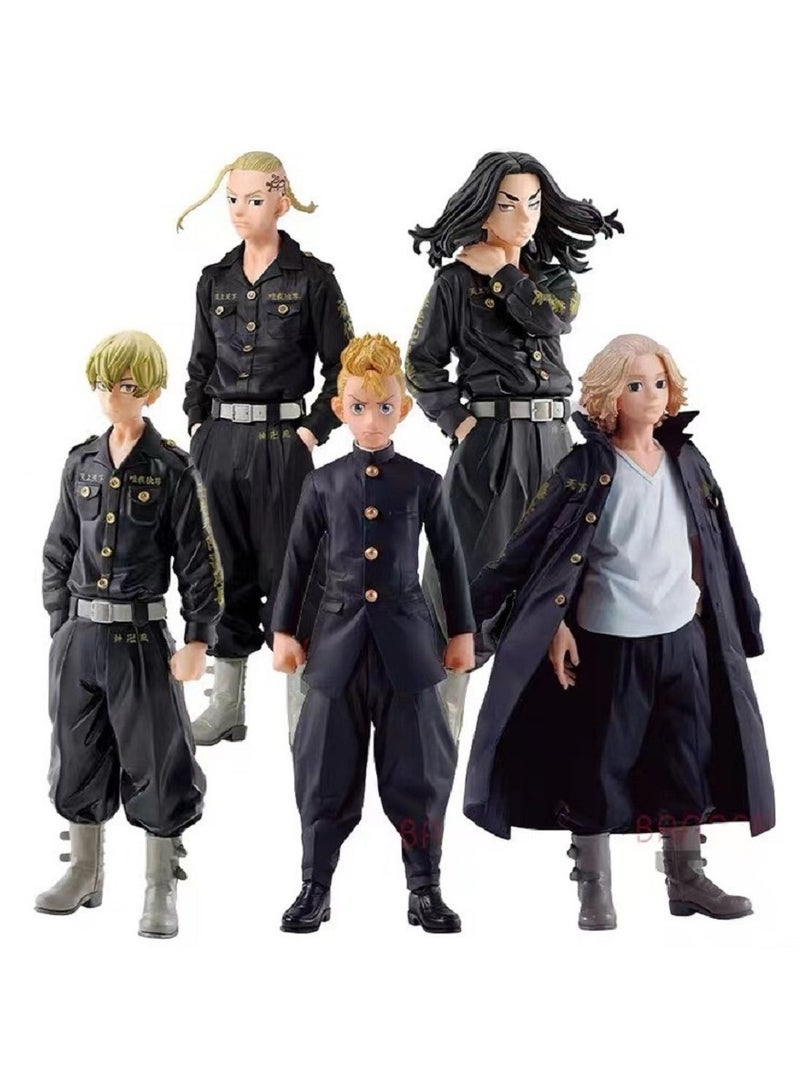 HALAMODO Tokyo Revengers Figurines Model Figures and Doll Ornaments of Takemichi Hanagaki Ken Ryuguji Manjiro Sano Chifuyu Matsuno and Keisuke Baji - Image 1