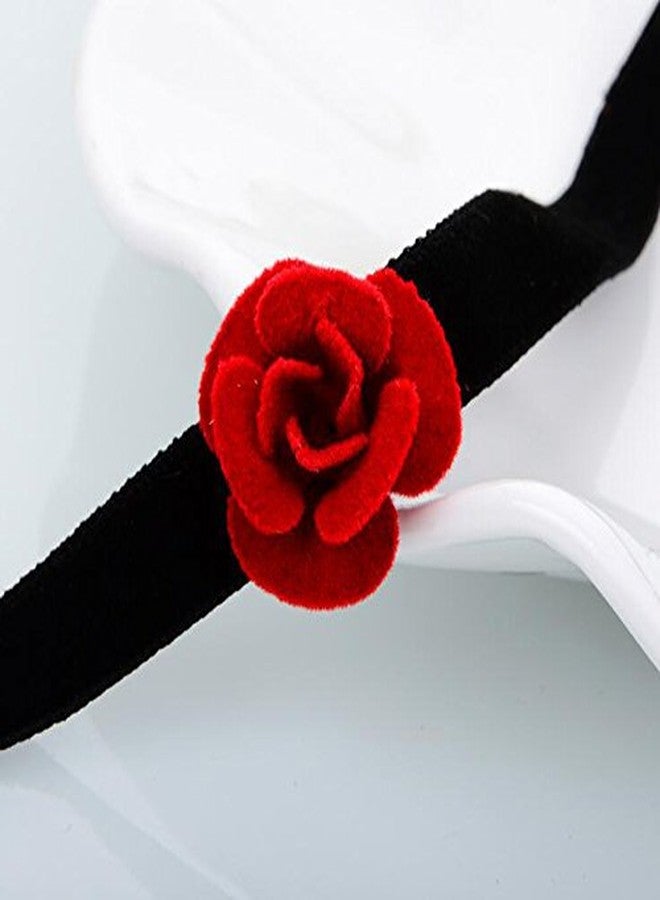 إيلاندي قلادة إيلاندي من المخمل الأسود، قطعة واحدة، مزينة بقلادة وردة حمراء بتصميم كلاسيكي، سلسلة ترقوة، قلادة ترقوة، زينة مثالية، هدية رائعة للسيدات والفتيات - Image 5