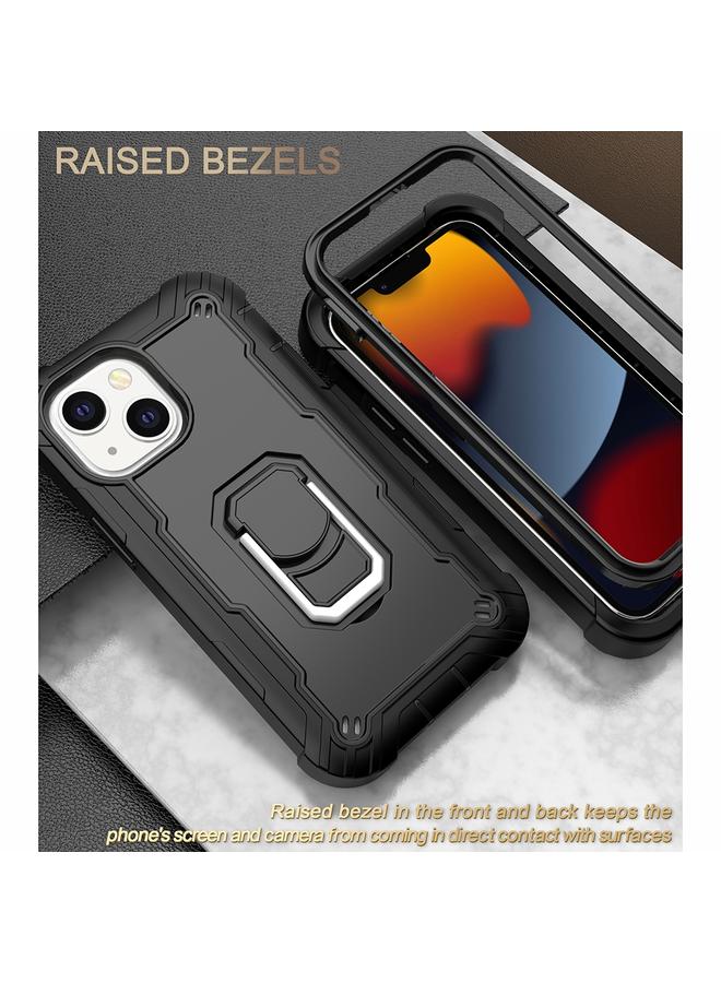 Zaboon Case For iPhone 13 PC + Rubber 3-layers Shockproof Protective Case with Rotating Holder - Image 2