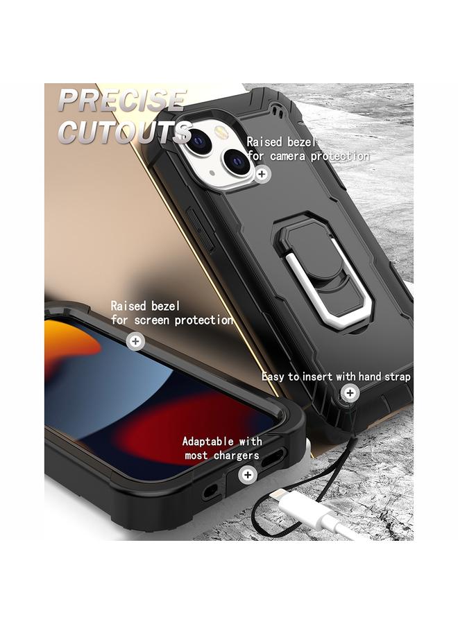 Zaboon Case For iPhone 13 PC + Rubber 3-layers Shockproof Protective Case with Rotating Holder - Image 4