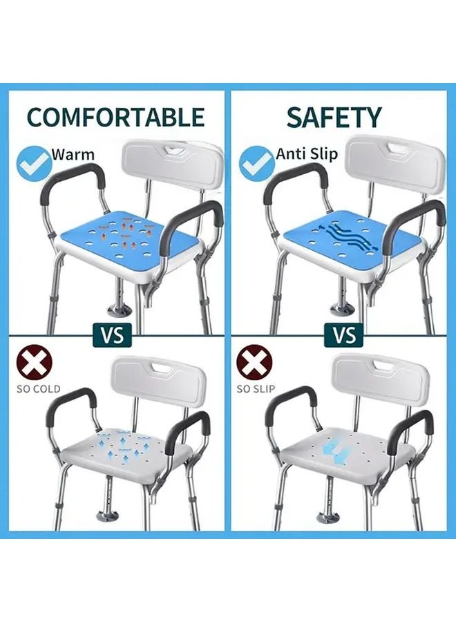 Blue Shower Chair Cushion Waterproof Foam Pad with Adhesive Backing 36 x 30cm - Image 3