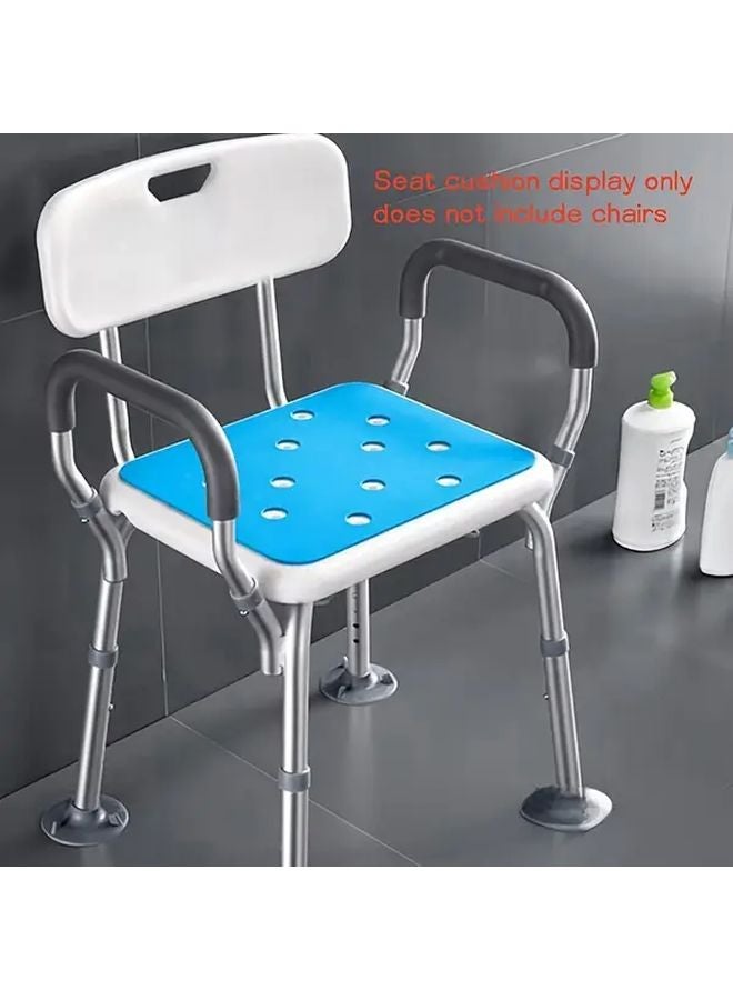 Blue Shower Chair Cushion Waterproof Foam Pad with Adhesive Backing 36 x 30cm - Image 5