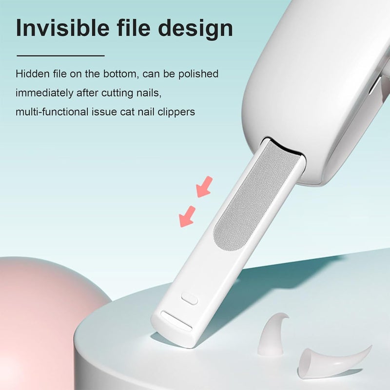 KASTWAVE Cat Nail Clipper for Gentle Trimming, Adjustable Size, Round-Hole Blades, Built-in Dust Storage, Hidden Nail File, Pet Grooming Tool for Safe and Loving Care (Blue) - Image 4