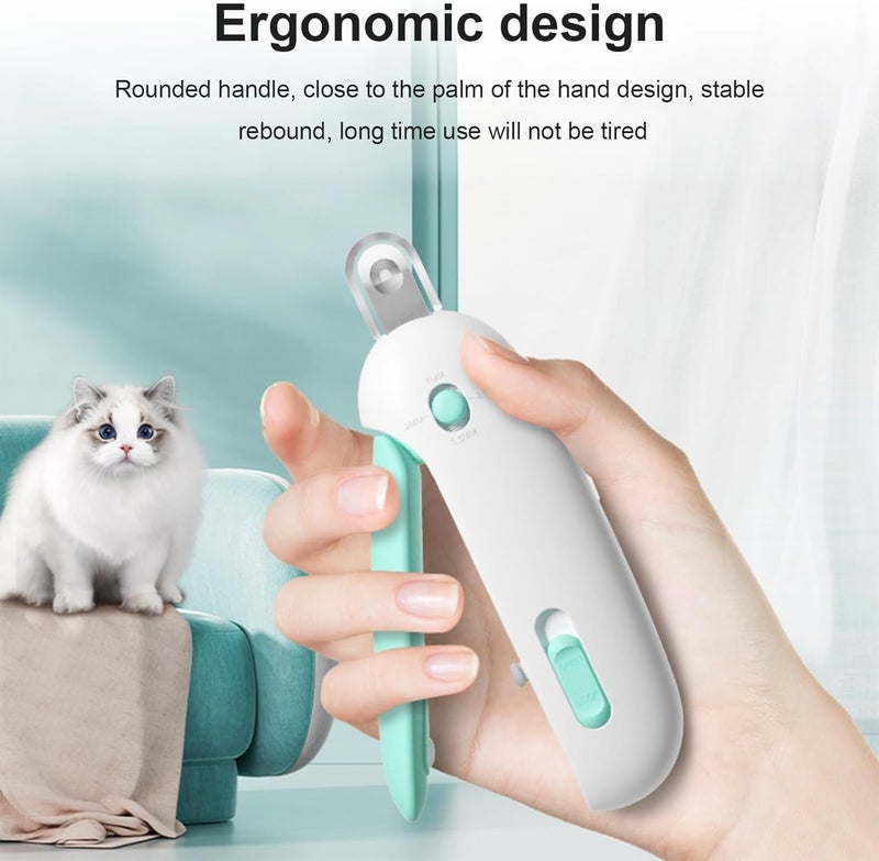KASTWAVE Cat Nail Clipper for Gentle Trimming, Adjustable Size, Round-Hole Blades, Built-in Dust Storage, Hidden Nail File, Pet Grooming Tool for Safe and Loving Care (Blue) - Image 2